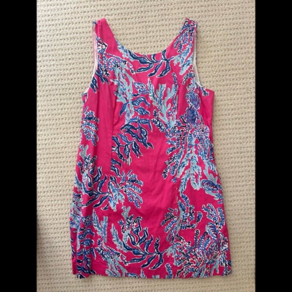 Lilly Pulitzer Shift Dress in Pink and Blue Coral Pattern